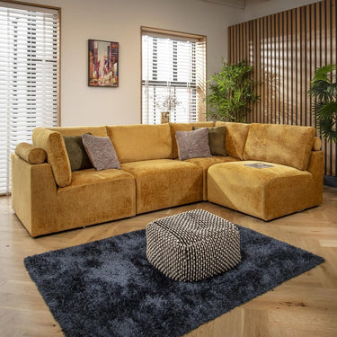 Quatropi 4 Seater Small Modular L Shape Corner Sofa Sectional Couch Mustard 