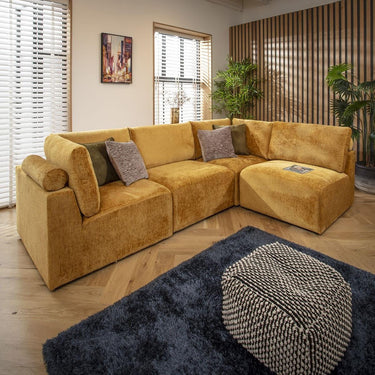 Quatropi 4 Seater Small Modular L Shape Corner Sofa Sectional Couch Mustard 