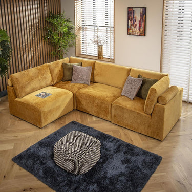 Quatropi 4 Seater Small Modular L Shape Corner Sofa Sectional Couch Mustard 