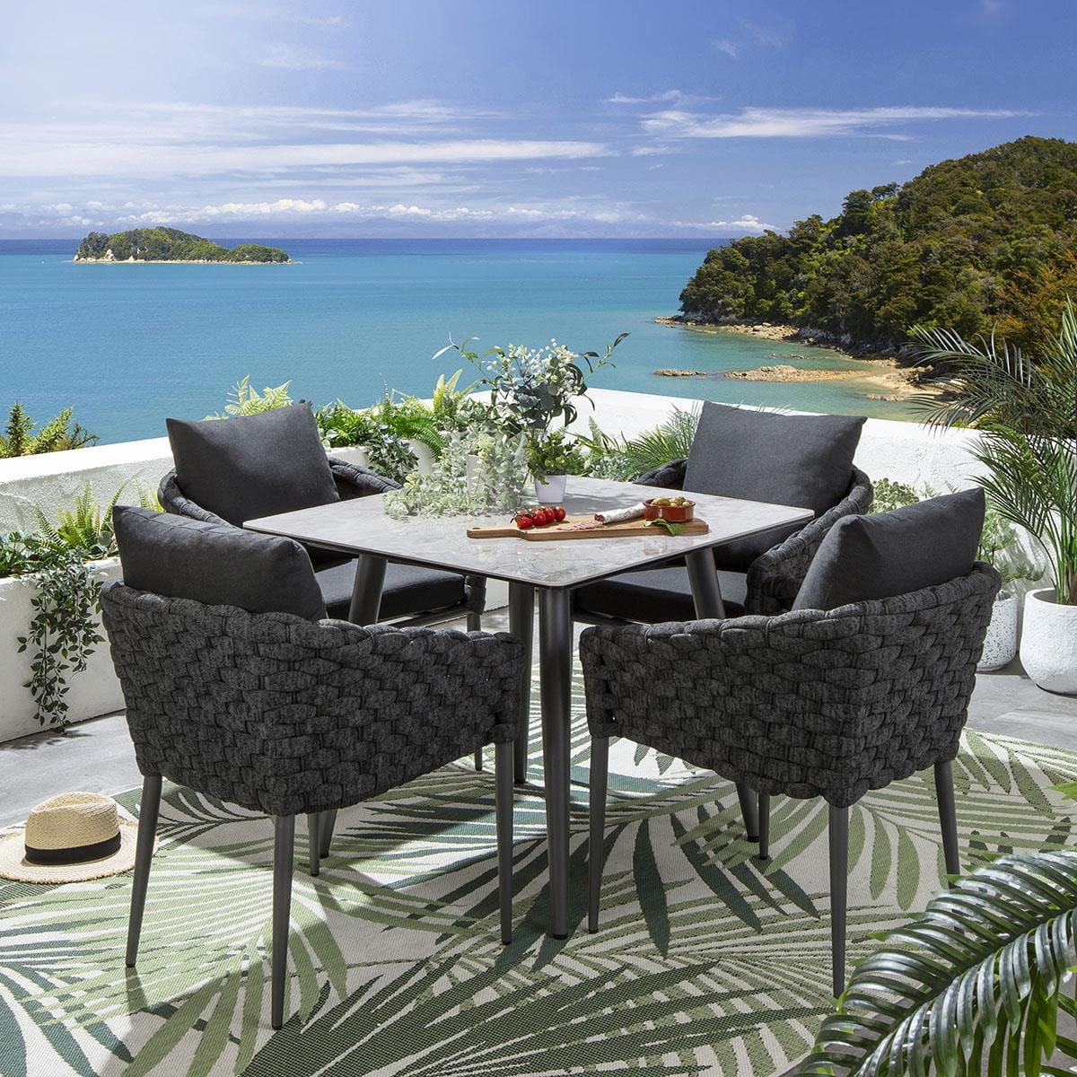 Quatropi 4 Sundowner Outdoor Garden Dining Chairs Charcoal