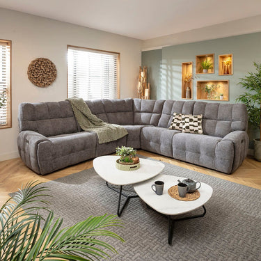 Quatropi 5 Seater Recliner Corner Sofa L-Shape Couch Charcoal Chenille 300x300cm 14