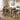 Quatropi 6 Seat Counter Bar Table and Stools Set Solid Wood Brown Faux Leather