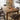 Quatropi 6 Seat Counter Bar Table and Stools Set Solid Wood Brown Faux Leather
