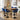 Quatropi 6 Seat Counter Bar Table and Stools Set Solid Wood Modern Blue Velvet