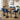 Quatropi 6 Seat Counter Bar Table and Stools Set Solid Wood Modern Blue Velvet