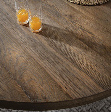 Quatropi 6 Seat Wooden Round Dining Set Reclaimed Oak Dining Table and Chairs Grey