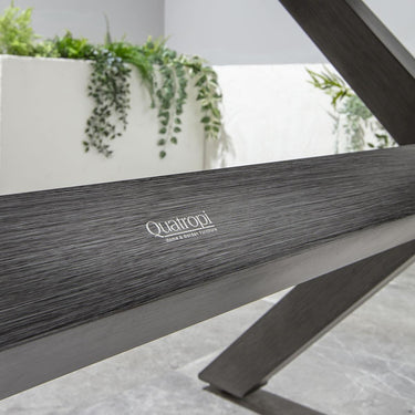 Quatropi 6 Seater Garden Table and Chairs Dining Set Grey Wood Effect Aluminium