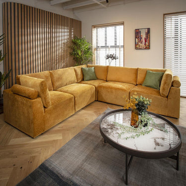 Quatropi 6 Seater L-Shape Sofa Sectional Modular Corner Sofa Couch Mustard