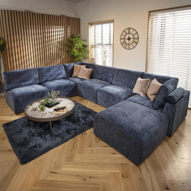 Quatropi 6 Seater Large Modular U-Shape Corner Sofa Sectional Couch Blue
