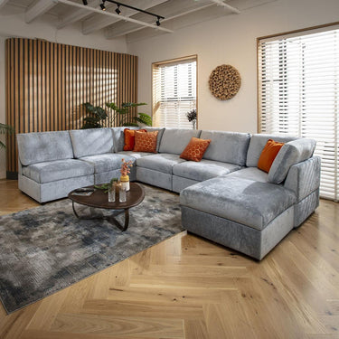 Quatropi 6 Seater Large Modular U-Shape Corner Sofa Sectional Couch Blue