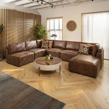 Quatropi 6 Seater Large Modular U-Shape Corner Sofa Sectional Couch Brown