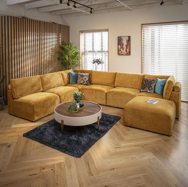 Quatropi 6 Seater Large Modular U-Shape Corner Sofa Sectional Couch Mustard