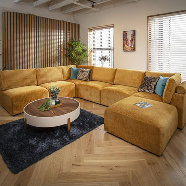 Quatropi 6 Seater Large Modular U-Shape Corner Sofa Sectional Couch Mustard
