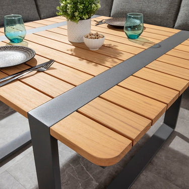 Quatropi 6 Seater Outdoor Garden Corner Sofa Dining Set Wood Grey Aluminium
