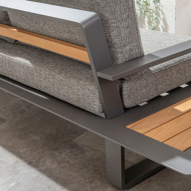 Quatropi 6 Seater Outdoor Garden Corner Sofa Dining Set Wood Grey Aluminium