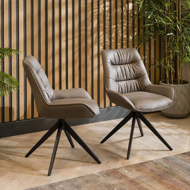 Quatropi 6 Seater Wooden Extending Dining Table Natural Grey Leather Chairs Set