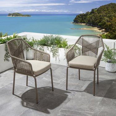 Quatropi 8 Seat Round Outdoor Garden Table and Chairs Dining Set Aluminium Beige 