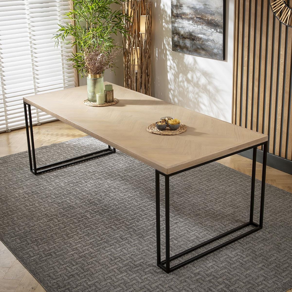 8 Seat Solid Wood Dining Set Herringbone Dining Table and Chairs White ...