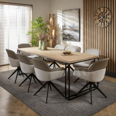 Quatropi 8 Seat Solid Wood Dining Set Herringbone Dining Table and Chairs White