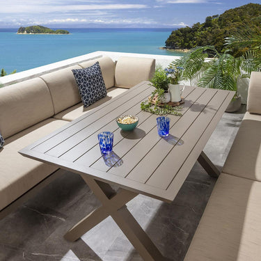 Quatropi 8-Seater Aluminium Garden Dining Set Metal Outdoor Bench & Table in Beige S3