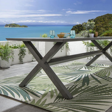 Quatropi 8 Seater Garden Table and Chairs Dining Set Grey Wood Effect Aluminium