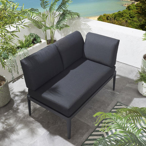 Ada Modular Outdoor Garden Bench Sofa Section Charcoal 123x73cm