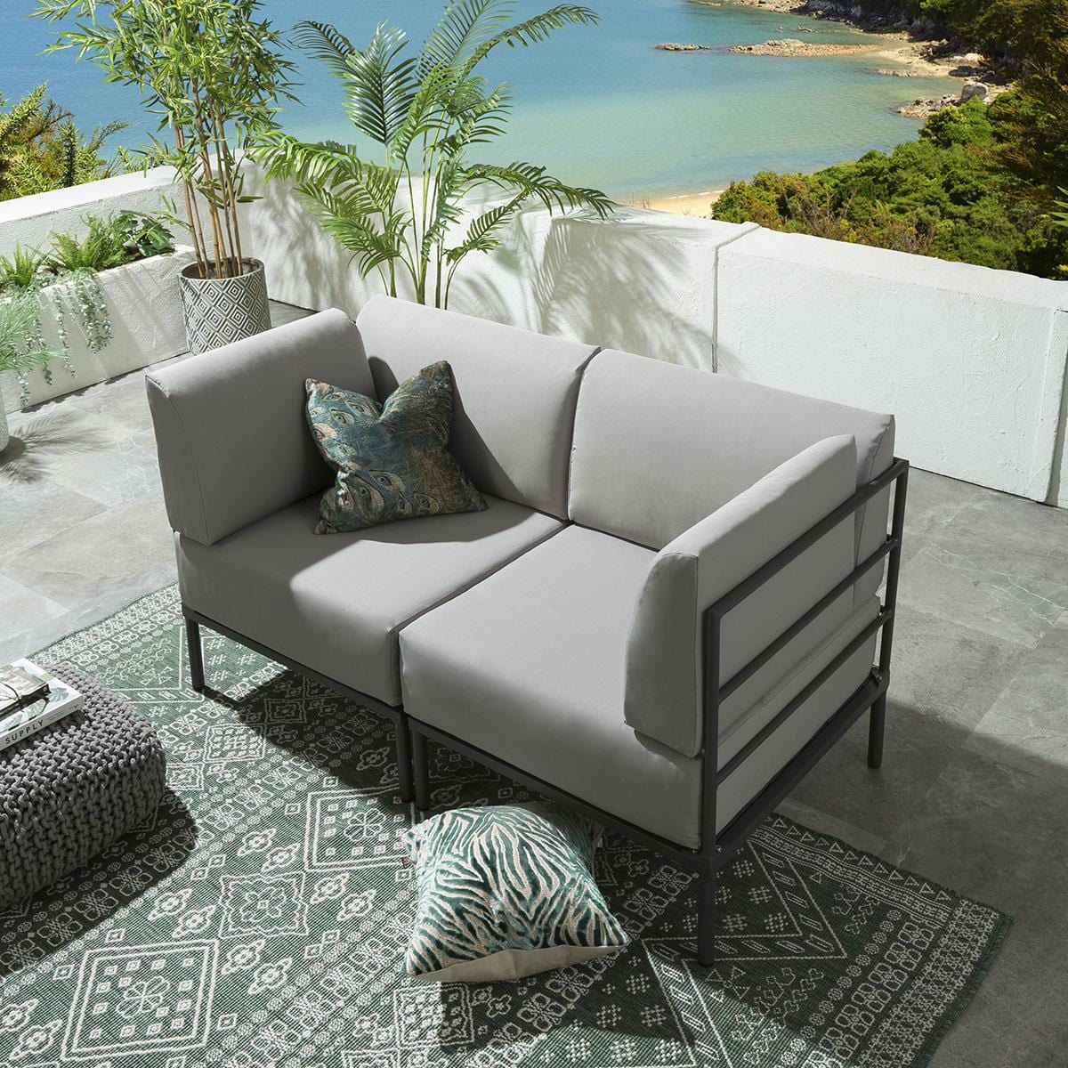 Quatropi Alfie 2 Seater Garden Sofa Set - Silver S2