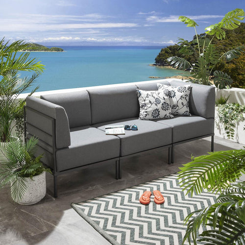 Alfie Modular Garden Sofa Set Grey 216x72cm S3