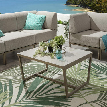 Quatropi Alfie Outdoor Ceramic Marble Garden Coffee Table Beige 80x70cm
