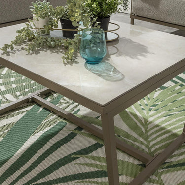Quatropi Alfie Outdoor Ceramic Marble Garden Coffee Table Beige 80x70cm