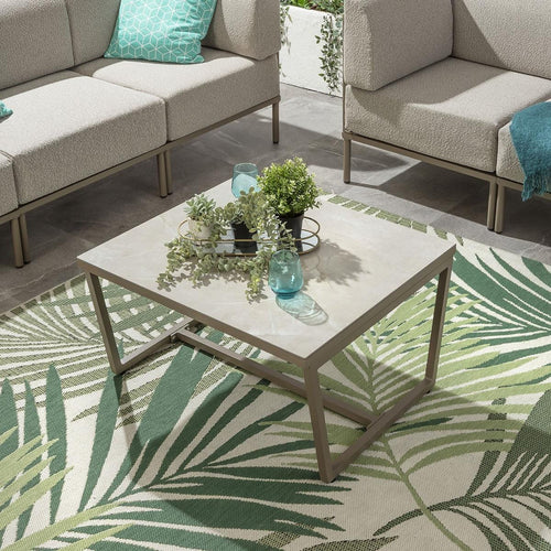 Alfie Outdoor Ceramic Marble Garden Coffee Table Beige 80x70cm