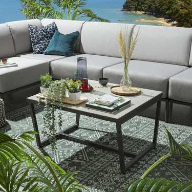 Quatropi Alfie Outdoor Ceramic Marble Garden Coffee Table Grey 80x70cm
