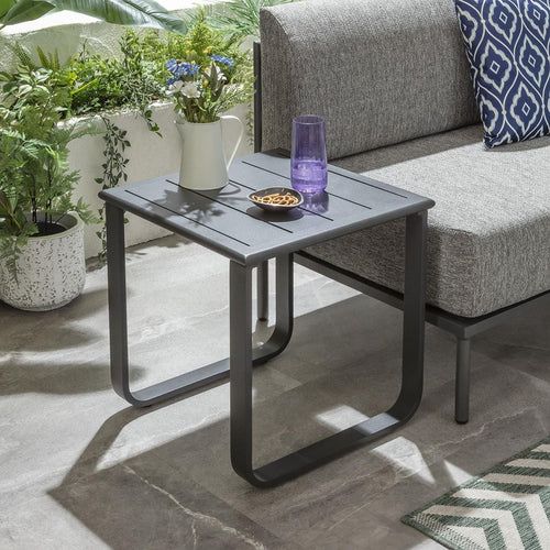 Freddy Aluminium Outdoor Garden Small Side Table Slate 50x50cm