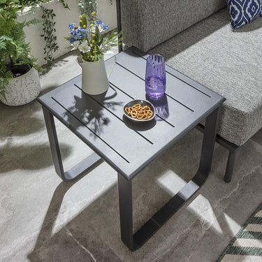 Quatropi Aluminium Metal Outdoor Garden Small Drinks Side Table Grey 50x50cm