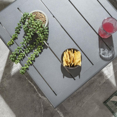Quatropi Aluminium Metal Outdoor Garden Small Drinks Side Table Grey 50x50cm