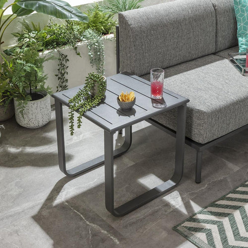 Freddy Aluminium Outdoor Garden Small Side Table Grey 50x50cm