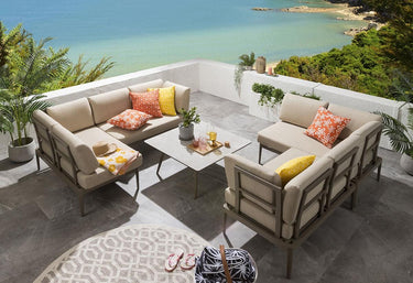 Quatropi Aluminium Modular Garden Corner Sofa Set & Coffee Table Beige 196x123cm L3