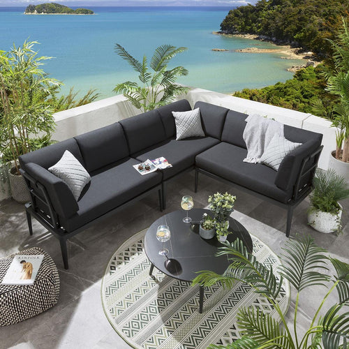 Ada Modular Garden Corner Sofa Set with Coffee Table Charcoal 246x196cm L2