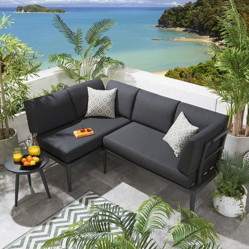 Ada Modular Garden Corner Sofa Set with Side Table Charcoal 196x123cm L1