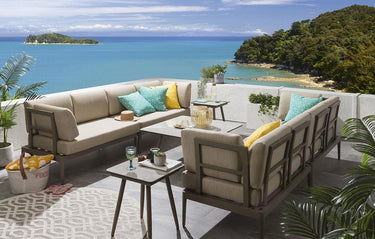 Quatropi Aluminium Modular Outdoor Garden Sofa Set & Coffee & Side Tables Beige 246x73cm S3