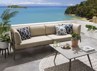 Quatropi Aluminium Modular Outdoor Garden Sofa Set & Coffee Table Beige 246x73cm S2