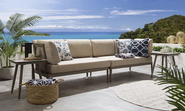 Quatropi Aluminium Modular Outdoor Garden Sofa Set & Side Tables Beige 246x73cm S1