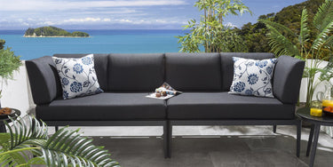Quatropi Aluminium Modular Outdoor Garden Sofa Set & Side Tables Charcoal 246x73cm S1
