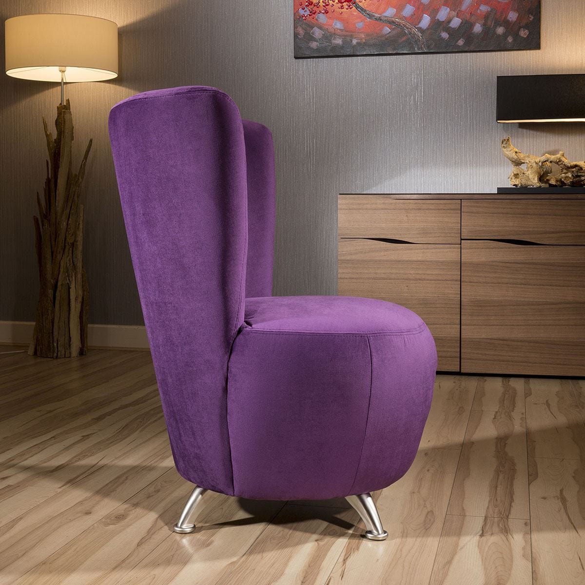 Quatropi Amazing Modern Designer Purple Fabric Armchair Occasional Tub Chair