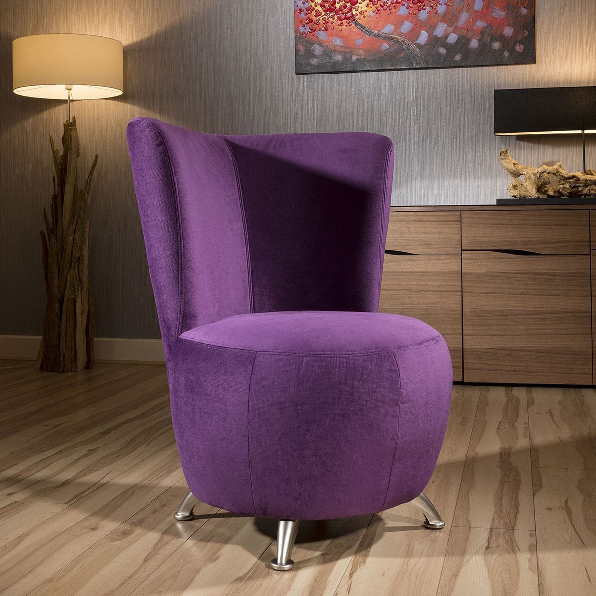 Quatropi Amazing Modern Designer Purple Fabric Armchair Occasional Tub Chair