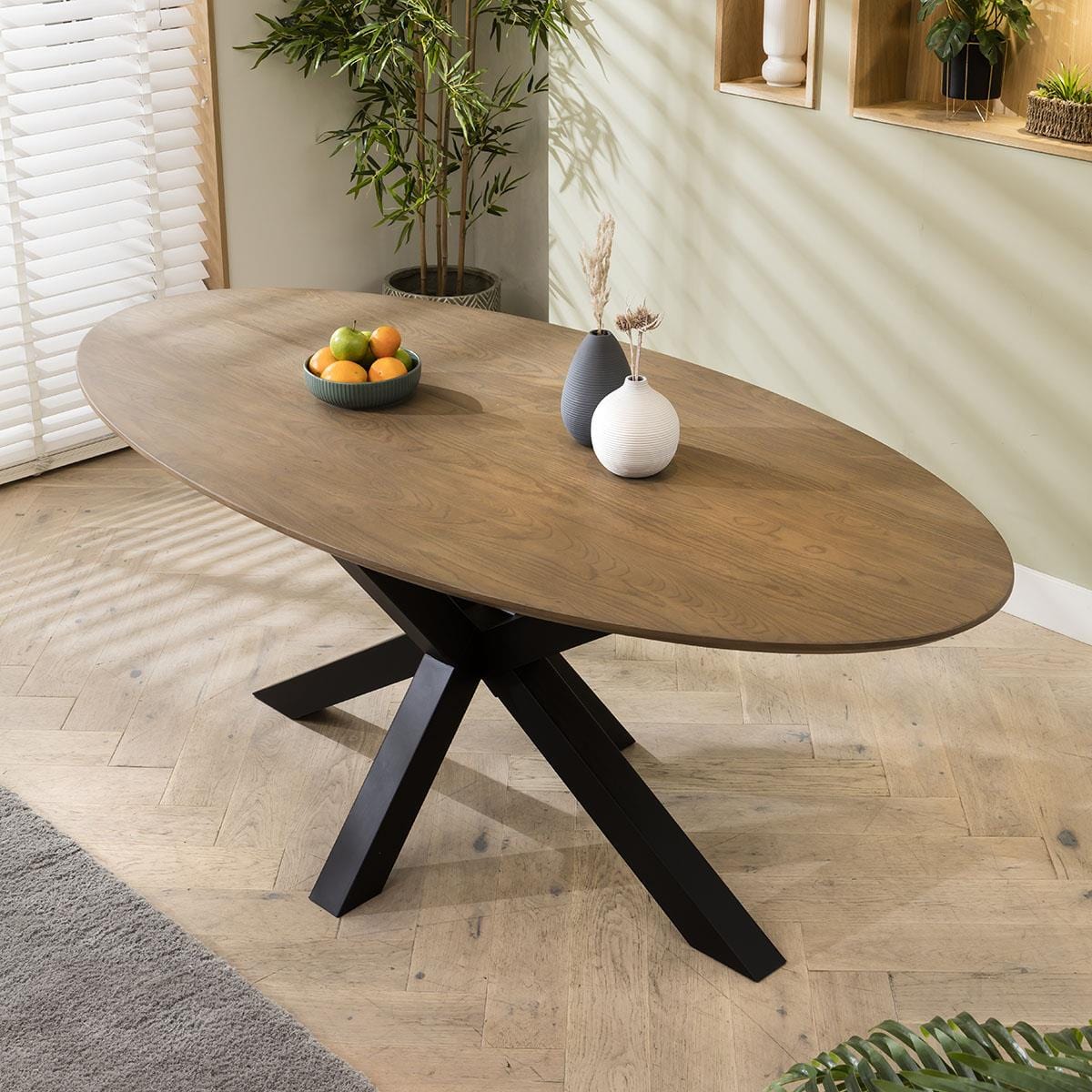 Quatropi Aries 6 Seater Solid Wooden Oval Dining Table 200cm