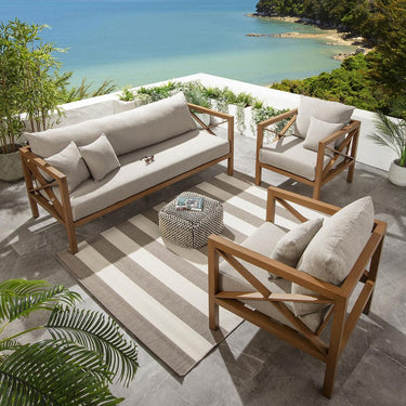 Quatropi Arlo Wood Effect Aluminium Garden Armchair Latte Oak