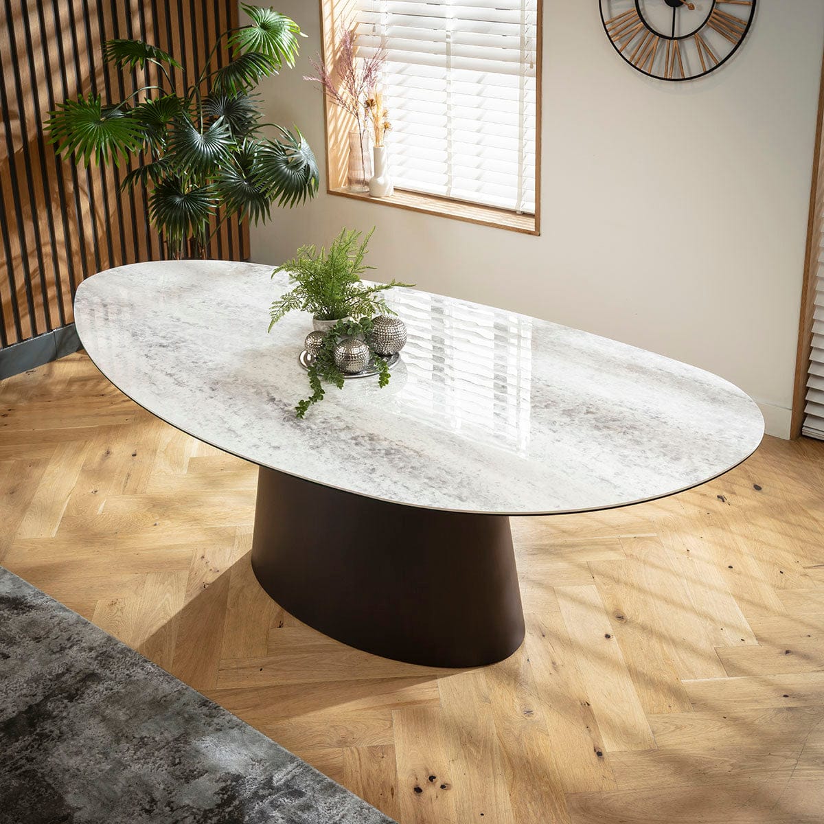 Ashford 8 Seater Ceramic Marble Oval Kitchen Dining Table Grey Walnut ...