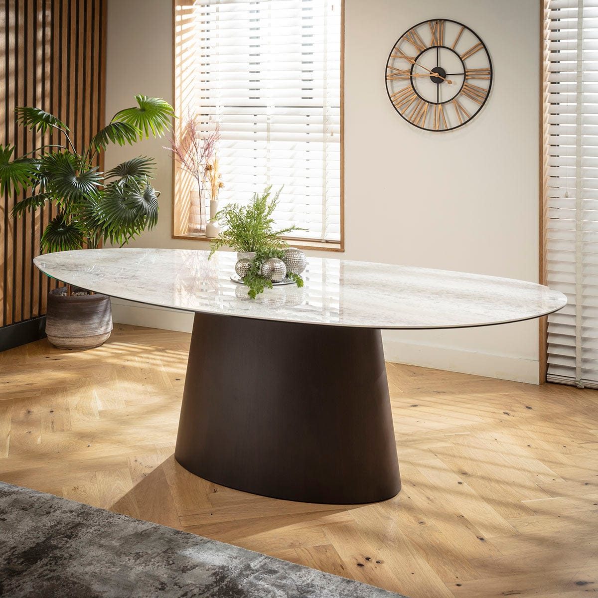 Ashford 8 Seater Ceramic Marble Oval Kitchen Dining Table Grey Walnut ...