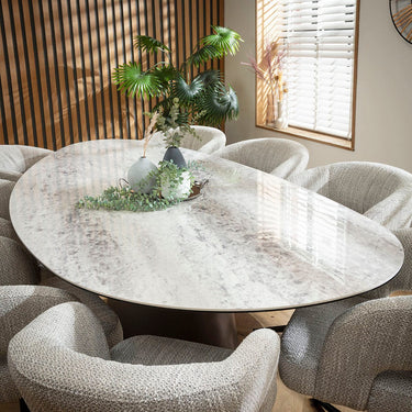 Quatropi Aubrey & Ashford Large 8 Seater Oval Dining Set Grey Ceramic